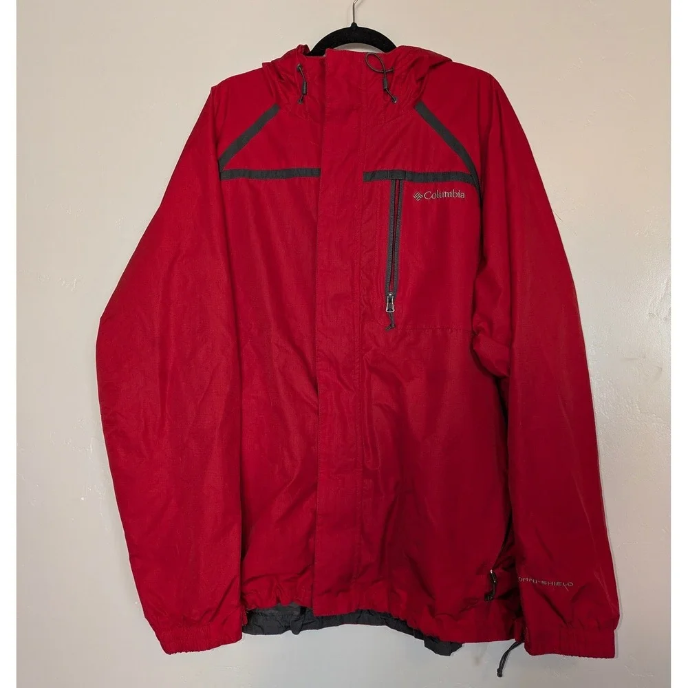 Columbia Mens XL Red Omni-Shield Interchange Hooded Shell Jacket WM7117